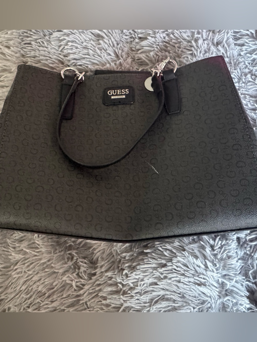 Guess Black Logo-Embossed Tote with Wristlet